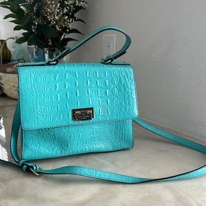 Kate spade turquoise structured alligator bag